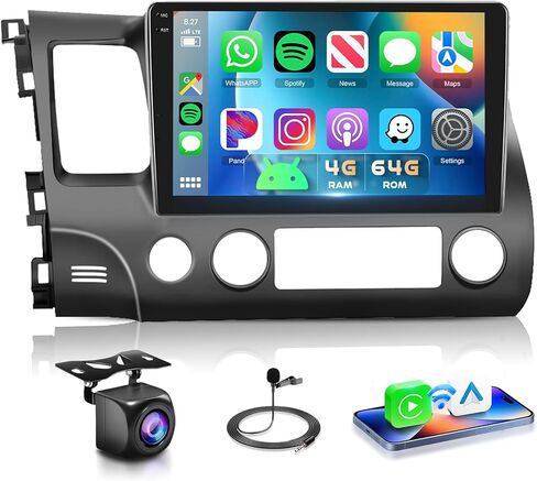 لHonda Civic Honda Civic 2006 2007 2008 2009 2010 2011 مع Apple Carplay Android Auto Car Stereo Radio 10.1 '' Touch Screen Bluetooth Car Radio مع GPS Navigation Wifi in Kuwait