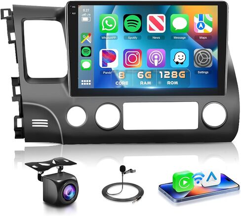 لHonda Civic Honda Civic 2006 2007 2008 2009 2010 2011 مع Apple Carplay Android Auto Car Stereo Radio 10.1 '' Touch Screen Bluetooth Car Radio مع GPS Navigation Wifi in Kuwait