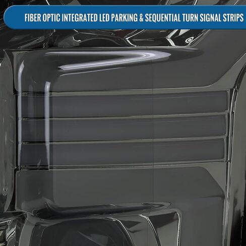 Ronnin - يناسب 2015-2017 Ford F150 Halogen Dual Projector Headlights LED DRL Switchback إشارات الانعطاف المتسلسلة مع زوج تجميع أنماط الإضاءة | أسود in Kuwait