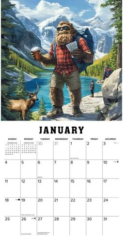 مطبعة ويلو كريك، تقويم حائط Bigfoot Travels the World 2026، 12 بوصة × 12 بوصة، تقويم 18 شهرًا مع غلاف مثبت in Kuwait