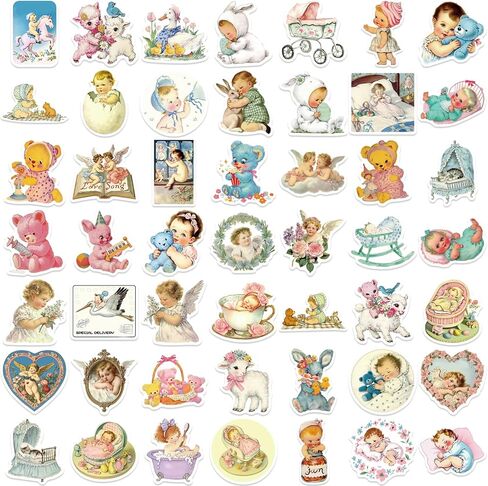 50 قطعة من الملصقات الكلاسيكية للأطفال، ملصقات جمالية كلاسيكية مقاومة للماء، ملصق تزيين سجل القصاصات، مخطط يومي، زجاجات مياه، حافظة هاتف للمراهقين والبالغين، سجل القصاصات in Kuwait