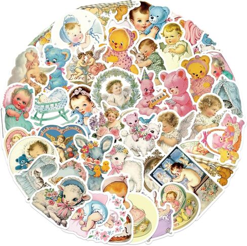 50 قطعة من الملصقات الكلاسيكية للأطفال، ملصقات جمالية كلاسيكية مقاومة للماء، ملصق تزيين سجل القصاصات، مخطط يومي، زجاجات مياه، حافظة هاتف للمراهقين والبالغين، سجل القصاصات in Kuwait