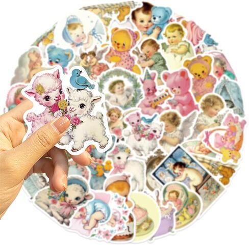 50 قطعة من الملصقات الكلاسيكية للأطفال، ملصقات جمالية كلاسيكية مقاومة للماء، ملصق تزيين سجل القصاصات، مخطط يومي، زجاجات مياه، حافظة هاتف للمراهقين والبالغين، سجل القصاصات in Kuwait