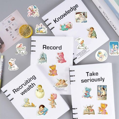 50 قطعة من الملصقات الكلاسيكية للأطفال، ملصقات جمالية كلاسيكية مقاومة للماء، ملصق تزيين سجل القصاصات، مخطط يومي، زجاجات مياه، حافظة هاتف للمراهقين والبالغين، سجل القصاصات in Kuwait