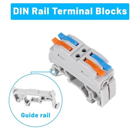 10PCS DIN Rail Terminal Blocks Kit, 2 in 8 Out Universal Compact Lever Wire Connector for Electrical Wires, Detachable Ground Circuit Terminal Blocks for Circuit Inline 28-12 AWG in Kuwait