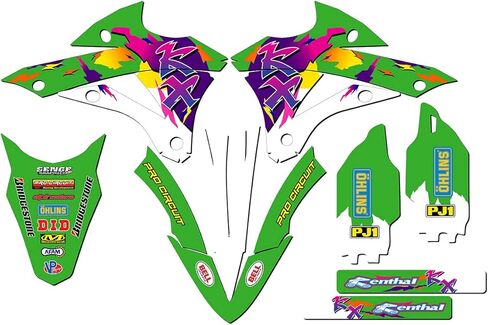 2014-2021 KX 85 Throwback Green Senge Graphics مجموعة كاملة متوافقة مع كاواساكي in Kuwait
