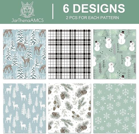 JarThenaAMCS 12 Sheets Christmas Wrapping Paper -Not Roll- Plaid Xmas Winter Snowman Reindeer Gift Wrap Paper Folded Flat Art Craft Paper for Christmas Holiday Party, 19.7 x 27.6 Inch in Saudi Arabia