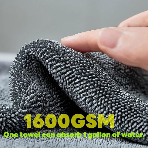 Upgraded 1600GSM Car Drying Towel 3-Pack Kit – 48"x24" Twist Loop Microfiber Towel for SUVs Trucks, Includes Glass Cloth & Interior Wipe – Absorbent Lint-Free Scratch-Free Towels Set in Saudi Arabia