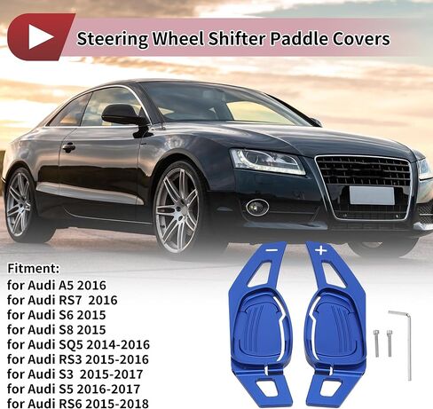 1 Set Silver Tone Aluminum Alloy Steering Wheel Paddles Shift Extensions Interior Accessories for Audi A5 2016 in Saudi Arabia