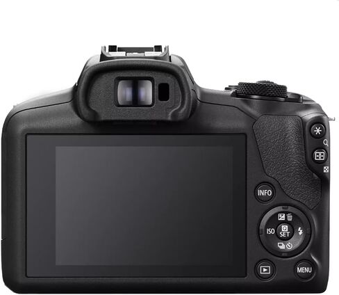هيكل كاميرا Canon EOS R100 بدون مرآة مع RF-S مقاس 18-45 مم F4.5-6.3 عبارة عن حزمة عدسات STM مع حقيبة تصوير Deco Gear + ميكروفون + Monopod + مجموعة البرامج والملحقات in Kuwait