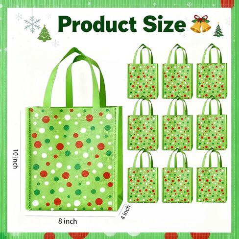 20 قطعة من أكياس هدايا عيد الميلاد مع مقابض أكياس حلوى قابلة لإعادة الاستخدام، حقيبة هدايا خضراء غير منسوجة لحفلات عيد الميلاد واحتفالات العطلات in Kuwait
