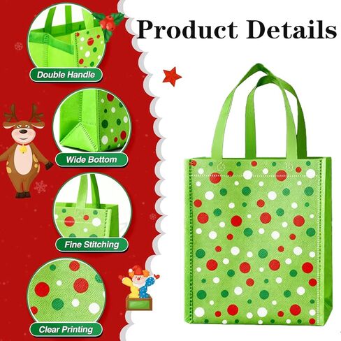 20 قطعة من أكياس هدايا عيد الميلاد مع مقابض أكياس حلوى قابلة لإعادة الاستخدام، حقيبة هدايا خضراء غير منسوجة لحفلات عيد الميلاد واحتفالات العطلات in Kuwait