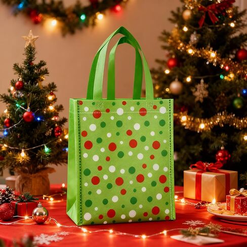 20 قطعة من أكياس هدايا عيد الميلاد مع مقابض أكياس حلوى قابلة لإعادة الاستخدام، حقيبة هدايا خضراء غير منسوجة لحفلات عيد الميلاد واحتفالات العطلات in Kuwait
