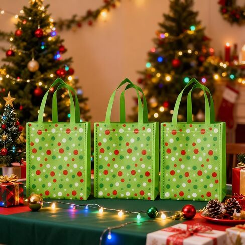 20 قطعة من أكياس هدايا عيد الميلاد مع مقابض أكياس حلوى قابلة لإعادة الاستخدام، حقيبة هدايا خضراء غير منسوجة لحفلات عيد الميلاد واحتفالات العطلات in Kuwait