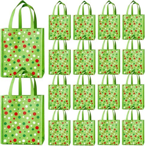 20 قطعة من أكياس هدايا عيد الميلاد مع مقابض أكياس حلوى قابلة لإعادة الاستخدام، حقيبة هدايا خضراء غير منسوجة لحفلات عيد الميلاد واحتفالات العطلات in Kuwait