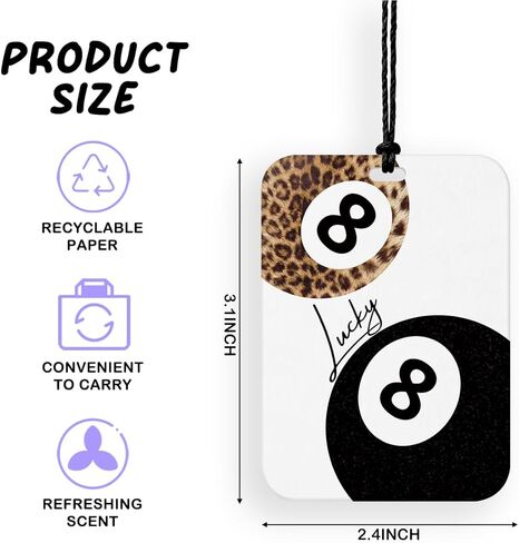 4 Pcs Trendy Retro Cheetah Print Car Air Freshener Cheetah Print Car Accessories Lucky 8 Ball Dice Hanging Air Freshener for Cars Closet Drawer Books Car Accessories Mirror Decor in Saudi Arabia