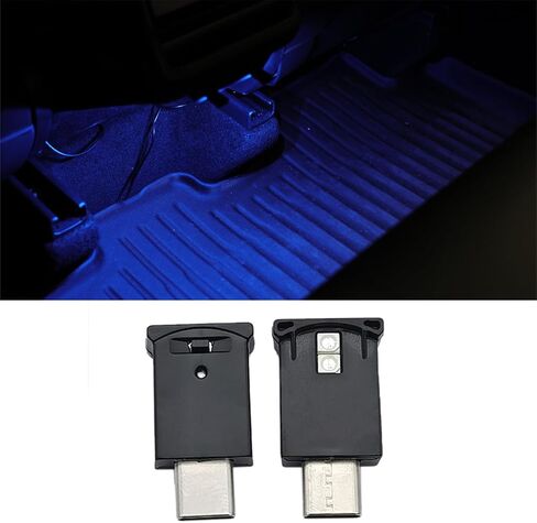 2PCS USB Ambient Light for Model Y Juniper/3 Highland Plug-in Type C Atmosphere Lamp fit for Cars RGB USB-C Portable Auto Ambient Lighting Night Light Accessories for Model Y Juniper in Kuwait