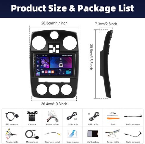 UNITOPSCI 2G + 32G ستيريو سيارة أندرويد لسيارة جيب كرايسلر 300C 2004-2011 راديو لاسلكي CarPlay Android Auto Mirror Link Bluetooth GPS Navigation 9 بوصة تعمل باللمس WiFi FM/RDS SWC + ميكروفون كاميرا احتياطية in Kuwait