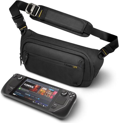 Spigen Life KD410 Klasden 5.5L EDC Sling Bag Shoulder Bag for Everyday Use, Carrying Case Bag Storage for Nintendo Switch, Steam Deck, PS Portal, ROG Ally, Lenovo LegionGo, MSI Claw, iPad Mini - Black in Saudi Arabia