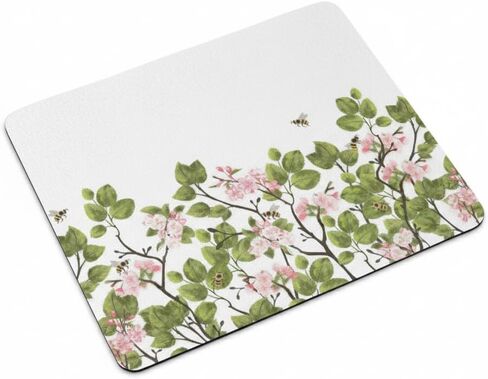 Small White Mouse Pad with Cute Floral Bees Design | Small White Mouse Pad for Laptop or Desktop Computer Featuring Floral Design, Smooth Surface for Easy Mousepad Tracking, and Non-Slip Base in Saudi Arabia