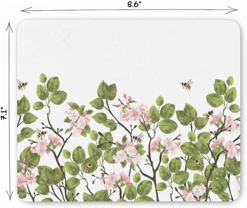 Small White Mouse Pad with Cute Floral Bees Design | Small White Mouse Pad for Laptop or Desktop Computer Featuring Floral Design, Smooth Surface for Easy Mousepad Tracking, and Non-Slip Base in Saudi Arabia