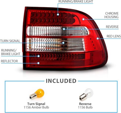 زوج مصابيح خلفية LED شفافة باللون الأحمر من AmeriLite لسيارة Porsche Cayenne SUV - جانب السائق والراكب in Saudi Arabia