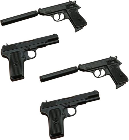 4Pcs 1/12 Scale Guns for Dollhouse Decoration, Miniature Black Silenced Gun, Mini Metal Weapons Accessories, Photo Prop Model Accessory for Scene Decor in Saudi Arabia