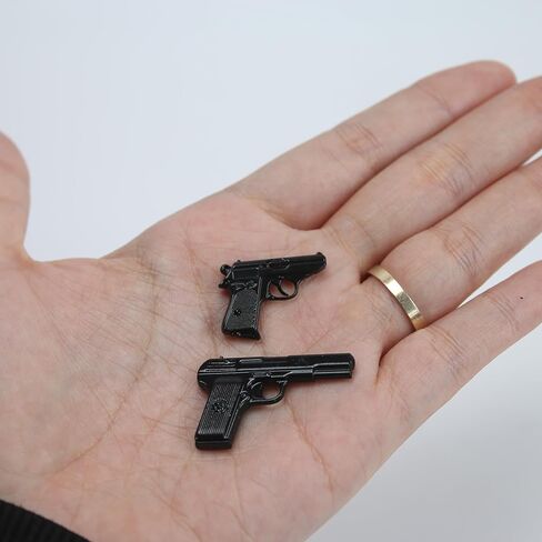 4Pcs 1/12 Scale Guns for Dollhouse Decoration, Miniature Black Silenced Gun, Mini Metal Weapons Accessories, Photo Prop Model Accessory for Scene Decor in Saudi Arabia