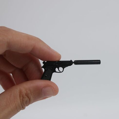 4Pcs 1/12 Scale Guns for Dollhouse Decoration, Miniature Black Silenced Gun, Mini Metal Weapons Accessories, Photo Prop Model Accessory for Scene Decor in Saudi Arabia