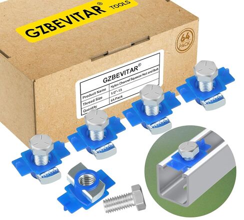 1/2"-13 Nylon Channel Squeeze Nut and Bolt, Strut Channel Cone Nuts, Easy Positioning for American Channel Support Systems, Perfect for Solar Panels Mounting (32) in Kuwait