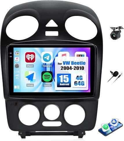 UNITOPSCI Android Car Stereo for VW Volkswagen Beetle 2004-2010 مع Apple CarPlay Android Auto، شاشة لمس 9 بوصة بلوتوث GPS للملاحة HiFi Audio WiFi FM USB SWC 2G 32G + كاميرا احتياطية in Saudi Arabia