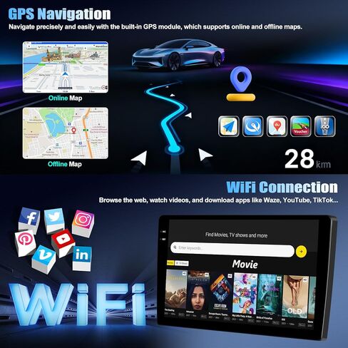 UNITOPSCI Android Car Stereo for VW Volkswagen Beetle 2004-2010 مع Apple CarPlay Android Auto، شاشة لمس 9 بوصة بلوتوث GPS للملاحة HiFi Audio WiFi FM USB SWC 2G 32G + كاميرا احتياطية in Saudi Arabia