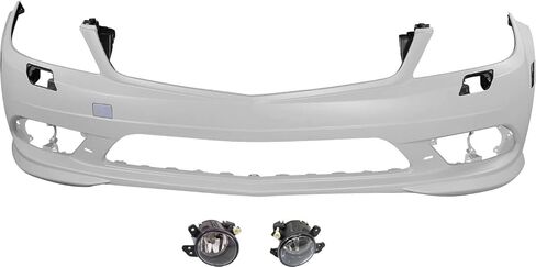 طقم غطاء ممتص الصدمات Garage-Pro متوافق مع مرسيدس بنز C230 2008-2009، C250 2010-2011، C300 2008-2011، C350 بدون حزمة تصميم AMG، بدون مصابيح تشغيل نهارية هالوجين أمامية in Saudi Arabia