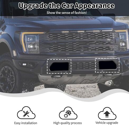 Black Front Bumper Decorative Cover Compatible with Ford F150 Raptor 2021+ Exterior Accessory ABS in Saudi Arabia