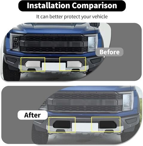Black Front Bumper Decorative Cover Compatible with Ford F150 Raptor 2021+ Exterior Accessory ABS in Saudi Arabia