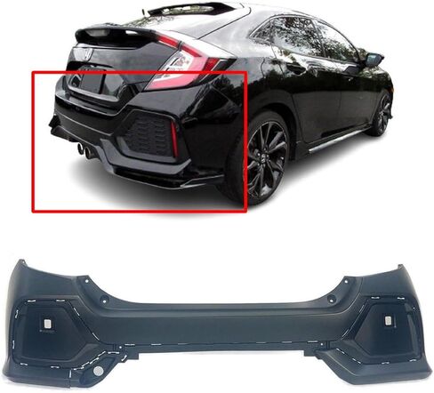 FitParts Compatible With Rear Bumper Cover 2017 2018 2019 Honda Civic Hatchback 17 18 19. New, Primed & Ready for Paint. HO1100300 04715TGGA00ZZ in Saudi Arabia