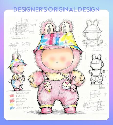 Clothes for 17cm Doll Outfits Accessories Overalls Hat Shoes Dress up Stylish Outdoor Cute for Doll Play and Display (Blue-Pink Gradient) in Saudi Arabia