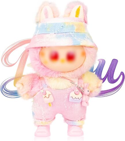 Clothes for 17cm Doll Outfits Accessories Overalls Hat Shoes Dress up Stylish Outdoor Cute for Doll Play and Display (Blue-Pink Gradient) in Saudi Arabia