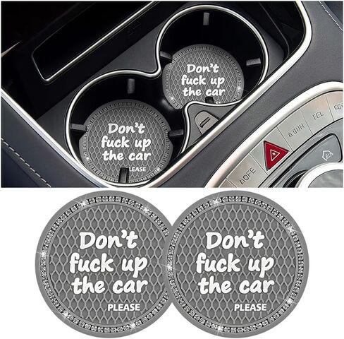 2PCS/Set Bling Car Cup Holder Coaster, Crystal Rhinestone Anti-Slip Vehicle Cup Coaster, Shockproof Automotive Interior Drink Insert Mat Pad Decor Accessories, Universal Fit (Black) in Saudi Arabia
