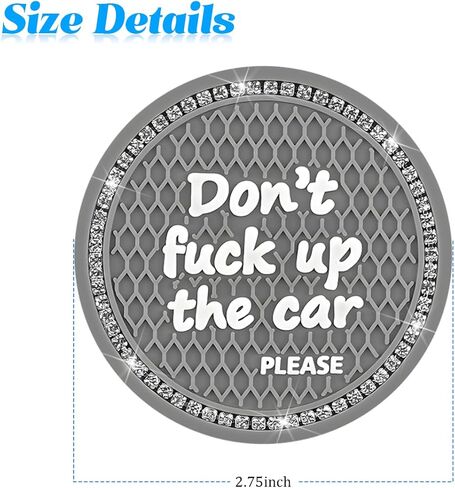 2PCS/Set Bling Car Cup Holder Coaster, Crystal Rhinestone Anti-Slip Vehicle Cup Coaster, Shockproof Automotive Interior Drink Insert Mat Pad Decor Accessories, Universal Fit (Black) in Saudi Arabia