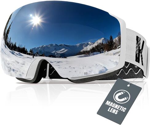 Snow Goggles, Ski Goggles for Adult Men Women Youth, Interchangeable Lens Snowboard Goggles(Frameless) in Kuwait