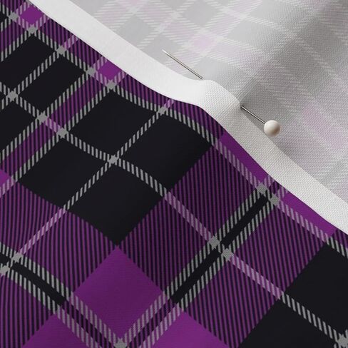 Spoonflower Fabric - Clergy Tartan Purple Plaid Grey Printed on Petal Signature Cotton Fabric Fat Quarter - Sewing Quilting Apparel Crafts Decor in Kuwait