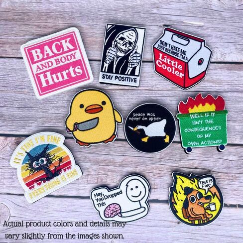 YJ PREMIUMS 9PC Funny Patches, Hook and Loop Tactical Morale Patch for Backpack Vest | Cool Cute Small Embroidered Patche pacthes ****This is Fine Dog | Crossfit Military Army Outdoor Backpacks in Saudi Arabia