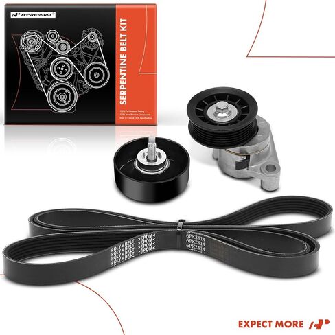 A-Premium Engine Serpentine Belt Drive Kit Compatible with Chevy and GMC Cars - Silverado 2500 HD, Silverado 3500, Suburban 2500, Sierra 2500 HD, Sierra 3500, Yukon XL 2500 - OHV 8.1L in Saudi Arabia