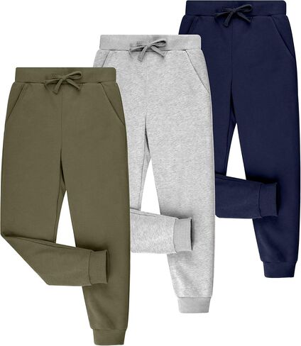 BIG ELEPHANT 3 Pack Boys Sweatpants, Youth Cotton Athletic Joggers Pants with Pockets and Drawstring in Saudi Arabia