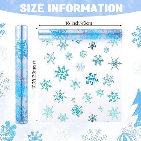 Christmas Cellophane Wrapping Paper 100 ft x 16 Inch 2.5 Mil Thick Cello Wrap Roll Crystal Clear Xmas Tree Santa Paper Wrapper Snowman Cellophane Gift Wrap for Treat Small Basket Craft Holiday in Saudi Arabia