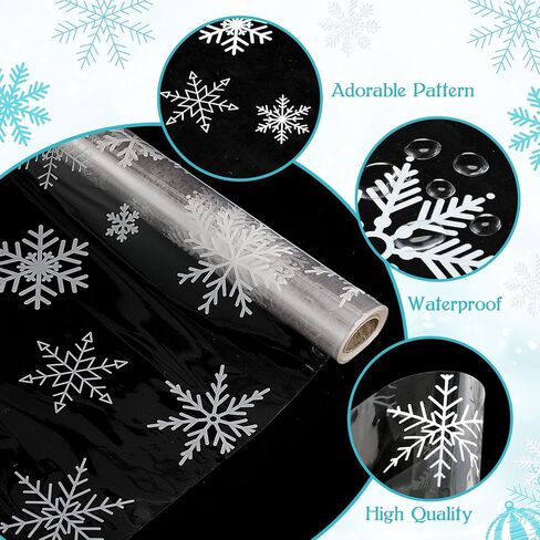 Christmas Cellophane Wrapping Paper 100 ft x 16 Inch 2.5 Mil Thick Cello Wrap Roll Crystal Clear Xmas Tree Santa Paper Wrapper Snowman Cellophane Gift Wrap for Treat Small Basket Craft Holiday in Saudi Arabia