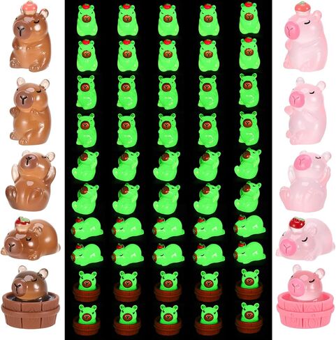 60 Pcs Mini Resin Capybara Brown Pink Tiny Capybara Miniature Animal Figurines for DIY Cake Decoration Ornaments Crafts Moss Landscape in Saudi Arabia