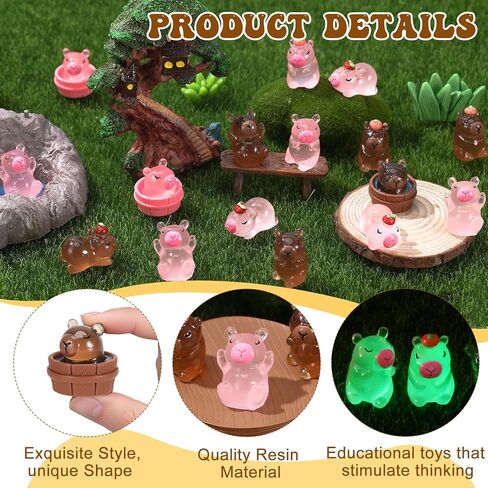 60 Pcs Mini Resin Capybara Brown Pink Tiny Capybara Miniature Animal Figurines for DIY Cake Decoration Ornaments Crafts Moss Landscape in Saudi Arabia