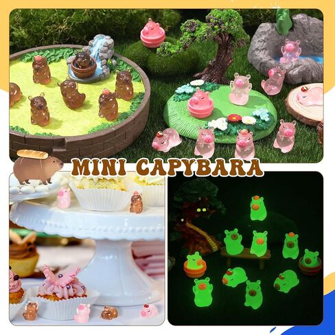 60 Pcs Mini Resin Capybara Brown Pink Tiny Capybara Miniature Animal Figurines for DIY Cake Decoration Ornaments Crafts Moss Landscape in Saudi Arabia